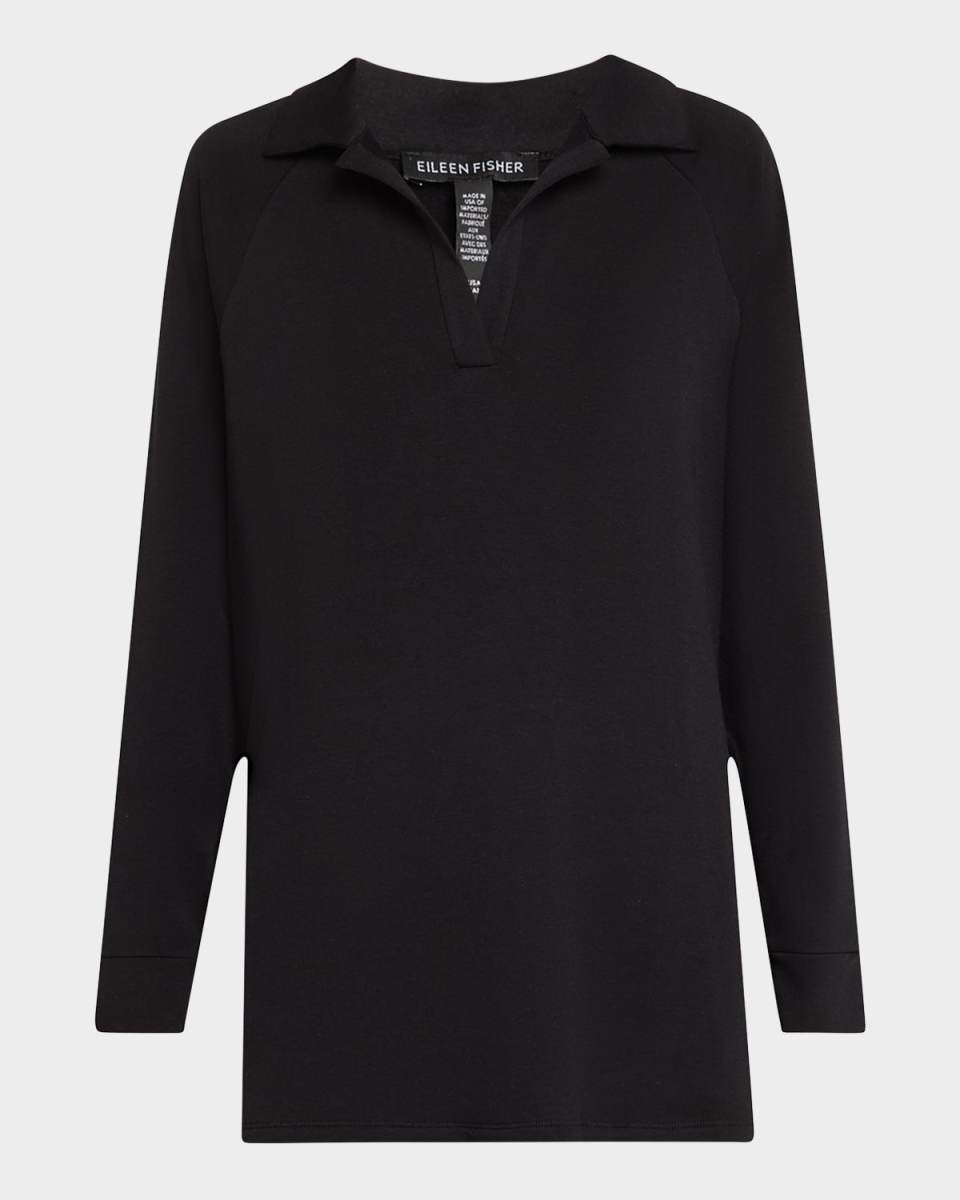 Raglan-Sleeve Brushed Terry Top
